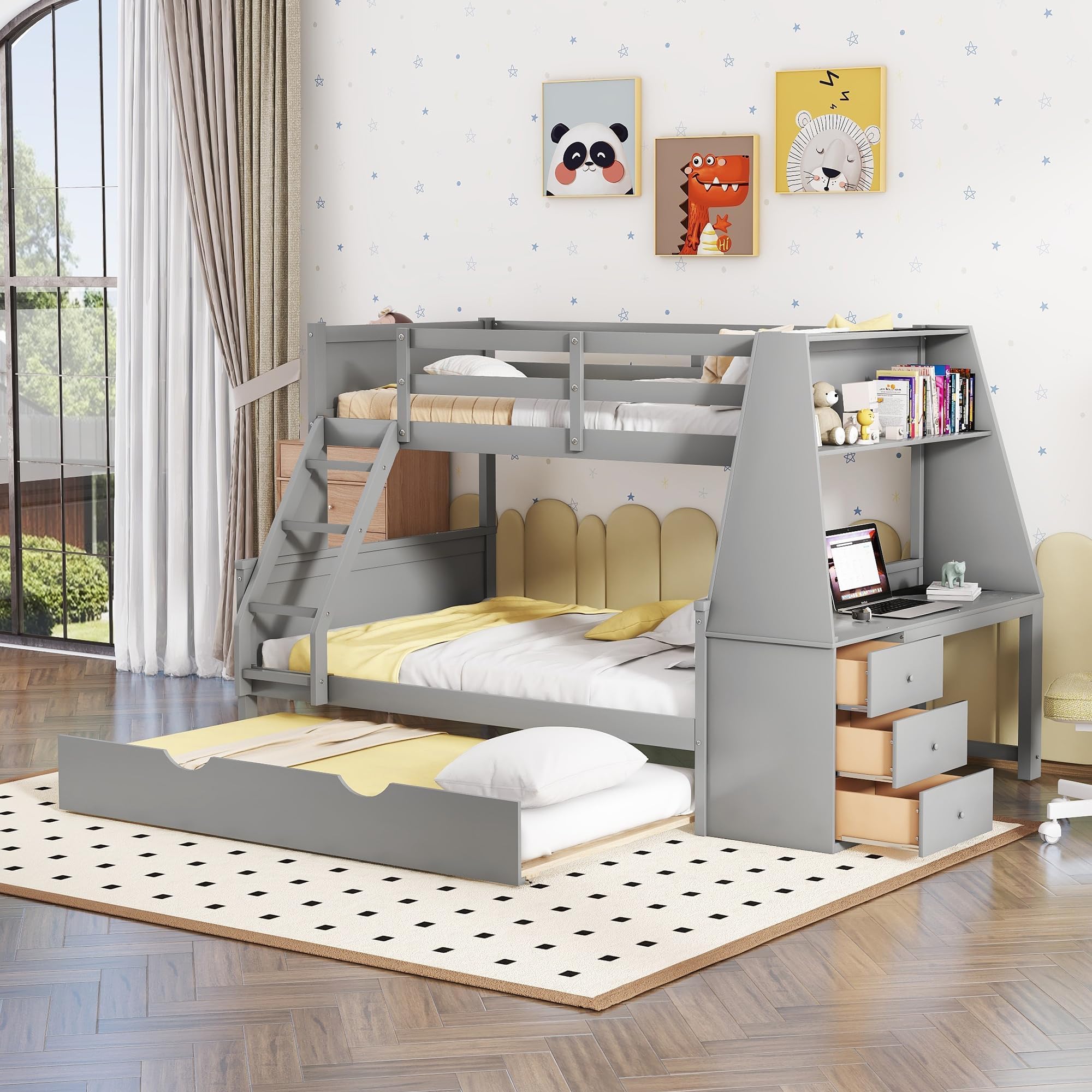Cheapest Double Bunk Beds Space-Saving Twin/Full Bunk Bed With