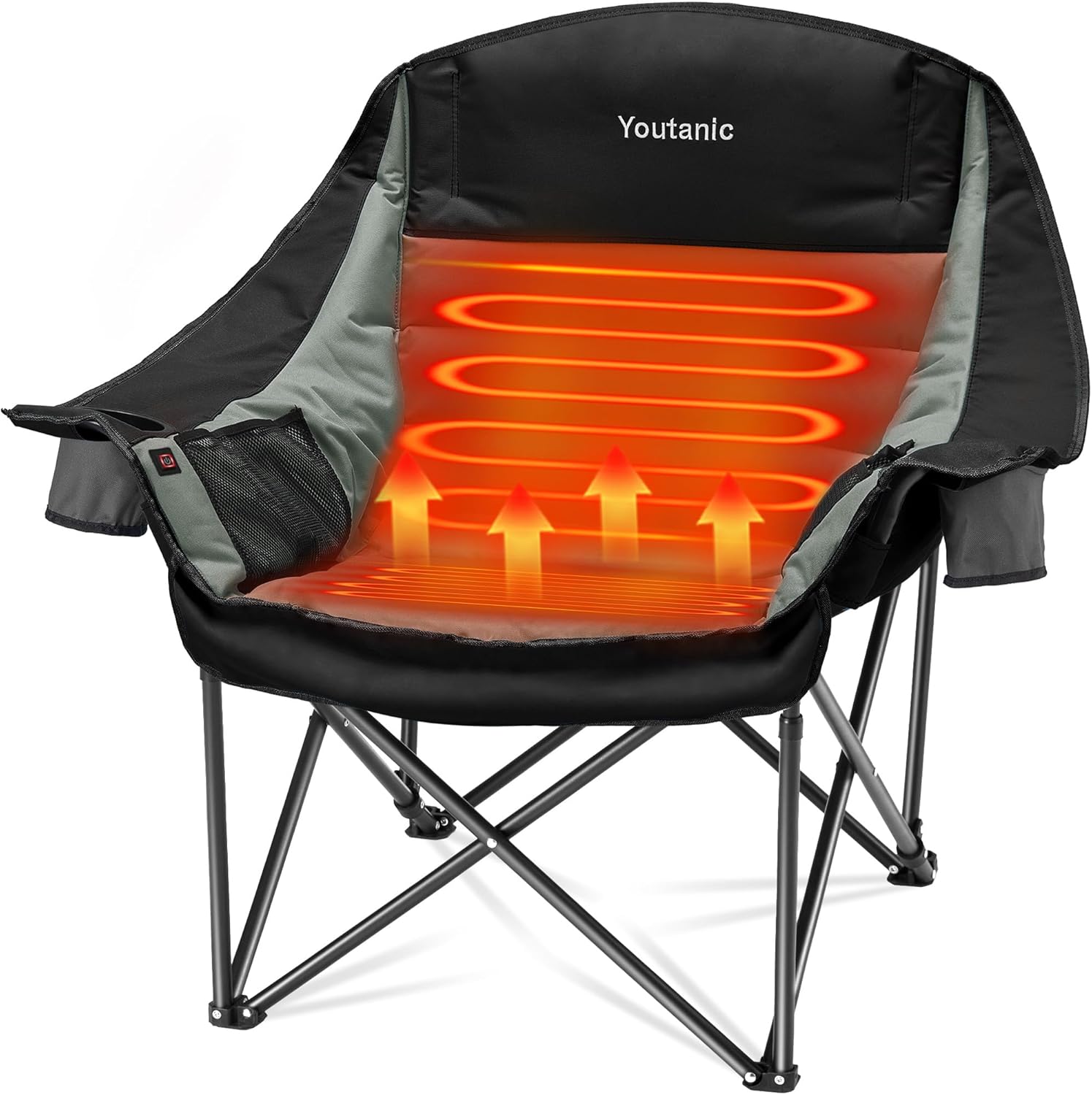 Oversized Heated Camping Chair with 3 Heat Levels, Cup Holder & Pockets Oversized Heated Camping Chair with 3 Heat Levels, Cup Holder & Pockets