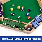 1-6 Players Shut The Box Dice Game, 10 Numbers Traditional Wooden Pub Bar Board Gam for Classroom, Party, or Pub