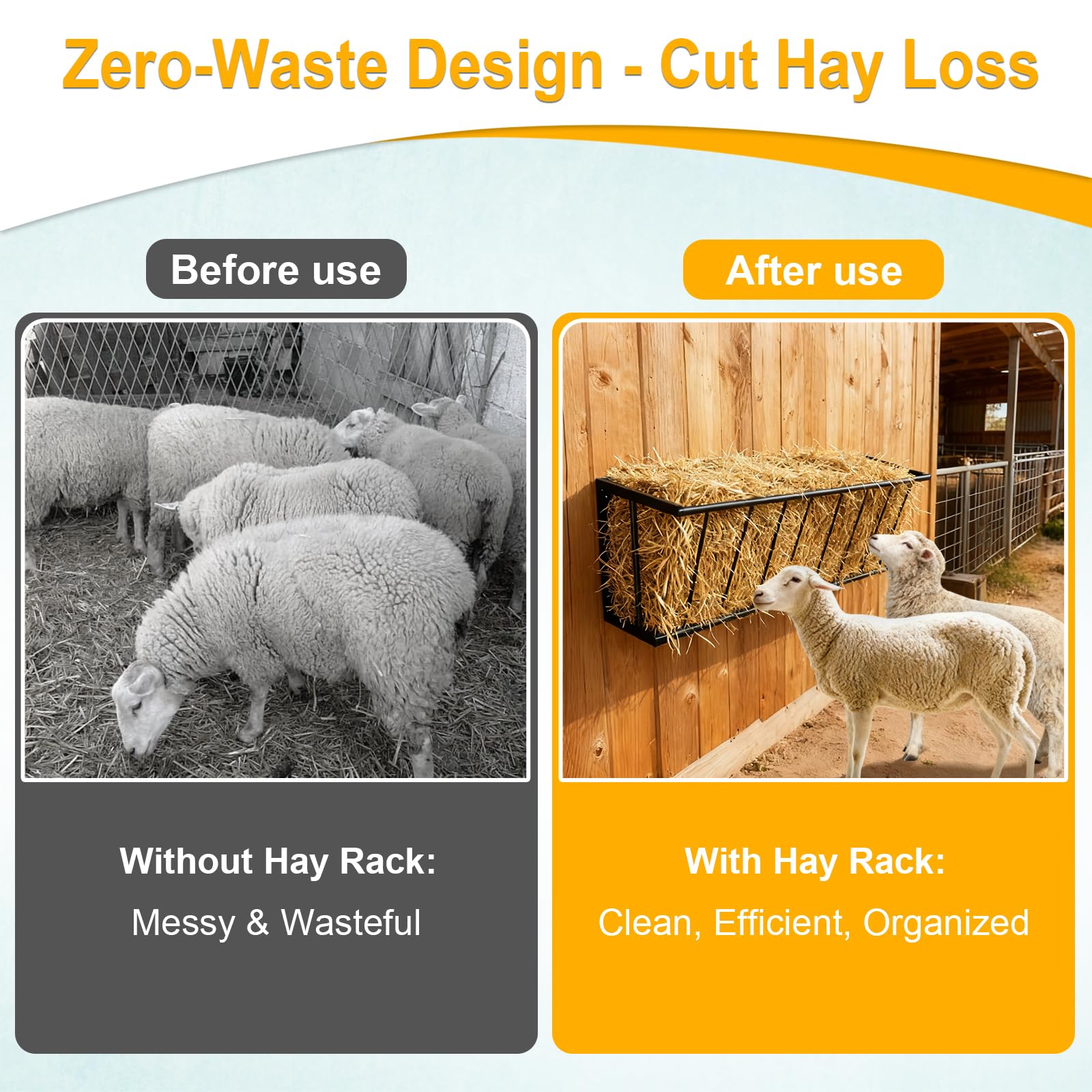 Metal Wall Mount Hay Feeder 40'' Long, 25 Gallon Livestock Feeder for Goats Horses Cattle, Indoor Outdoor Hay Rack Blanket Holder - image 4