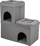 TRIXIE Crazy Cube Stackable Cat Condo, Indoor Cat House with Scratching Pad, Foldable Cat Hideaway Cave, 2-Story