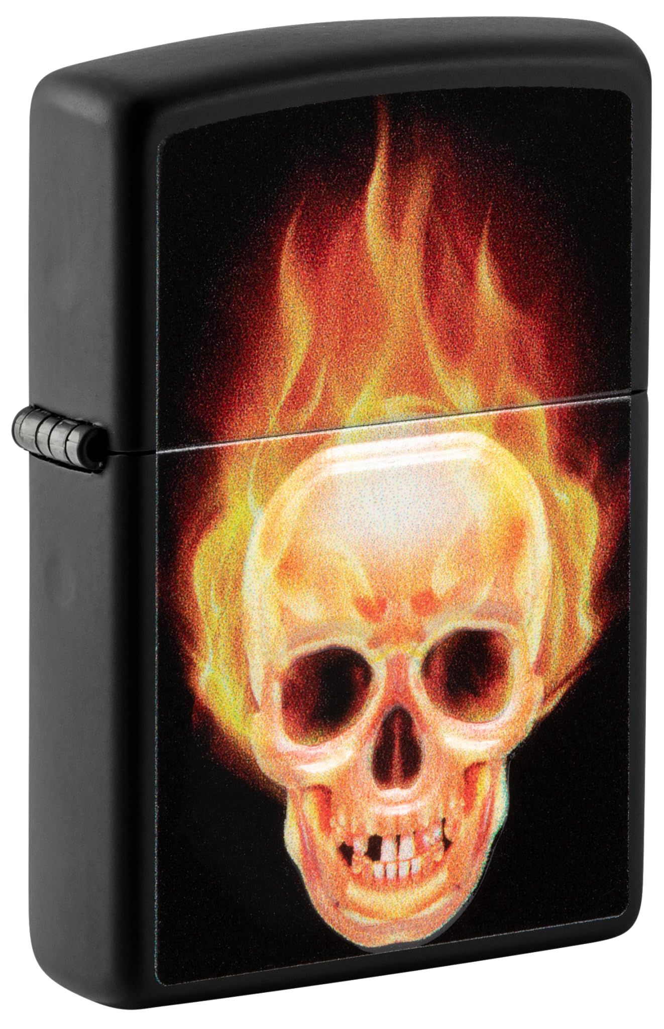 Zippo Windproof Lighter, Flaming Skull Design – Matt Black, Texture Print – Refillable, Reusable, Windproof Design – Comes in Gift Box – Made in USA — image 1