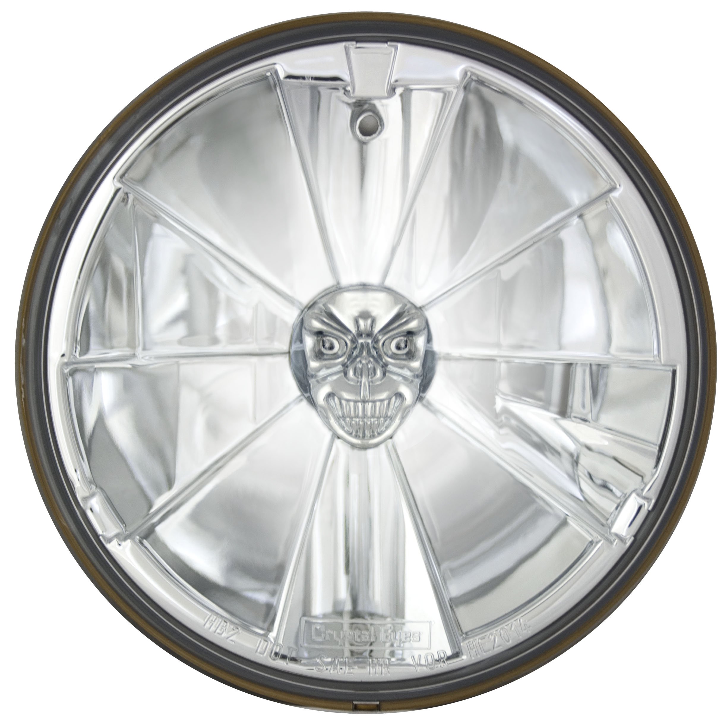 Adjure T70700-SR 7" Pie Cut Skull Bulb Cover Motorcycle Headlight with H4 Bulb