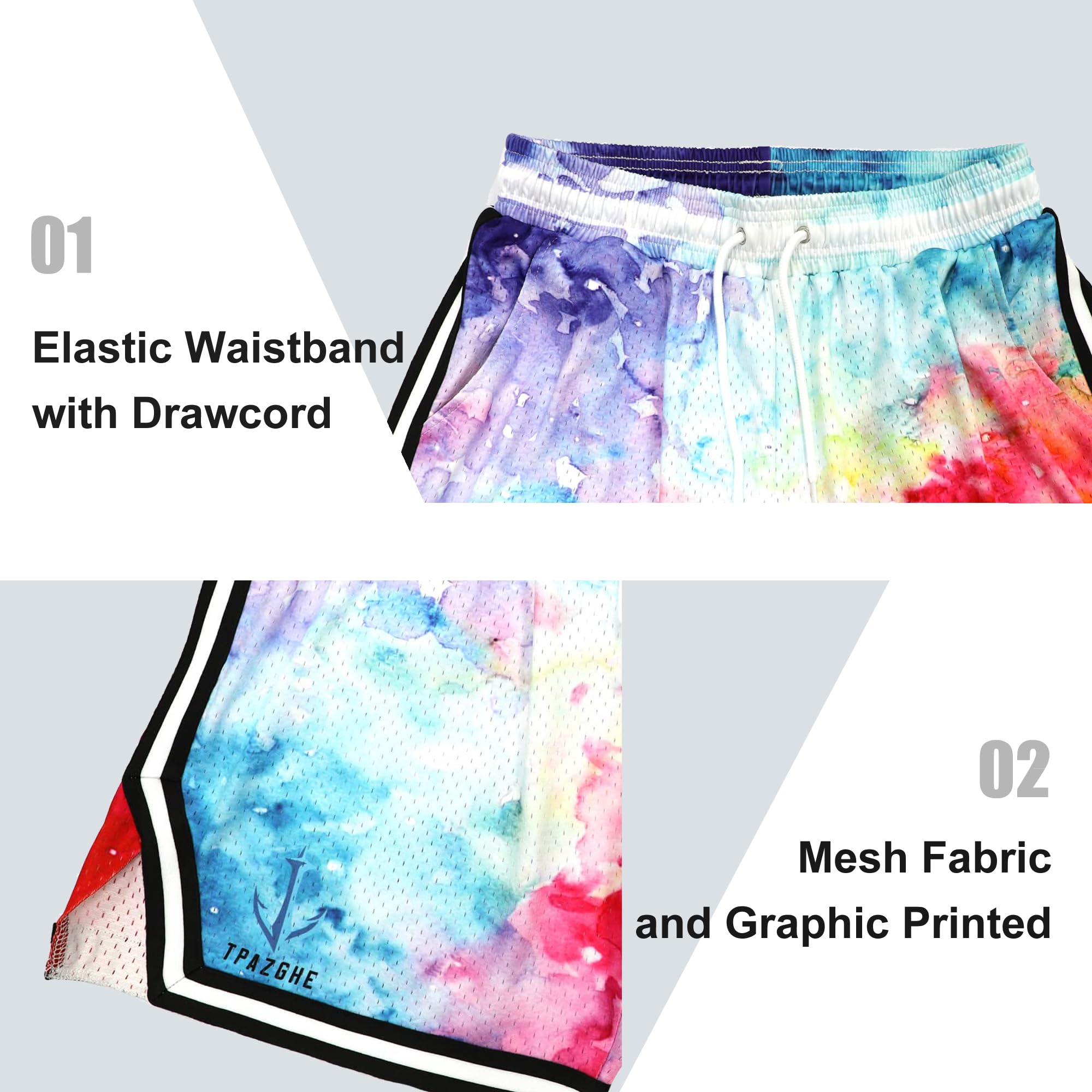 Pantaloncini da Basket da Uomo – Mesh Gym Sports Training Drawstring Retro Casual Fashion Short con Tasche