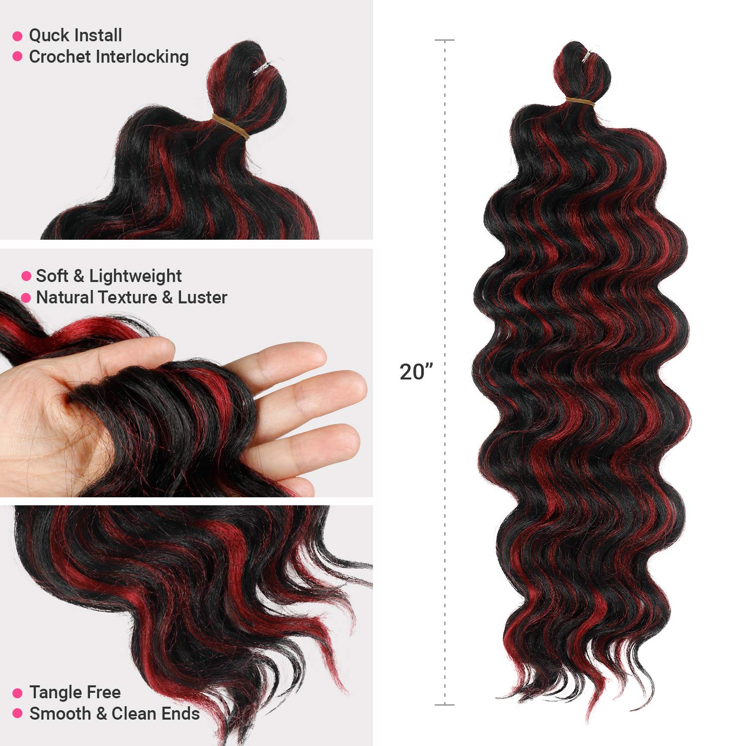 Maysa Ocean Wave Crochet Hair 22 Soft Curly Deep Wave Braiding Crochet Hair Ocean Wave Crochet Synthetic Hair Extensions 6packs 1bt27 22 Inch Pack Of 6 1bt27 - View #10