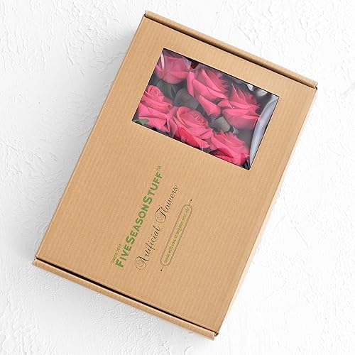 Miniatura 46 de FiveSeasonStuff 12 tallos de flores artificiales, rosas de seda de tacto real para decoración de bodas, ramos de novia, centros de mesa, fiestas y 9
