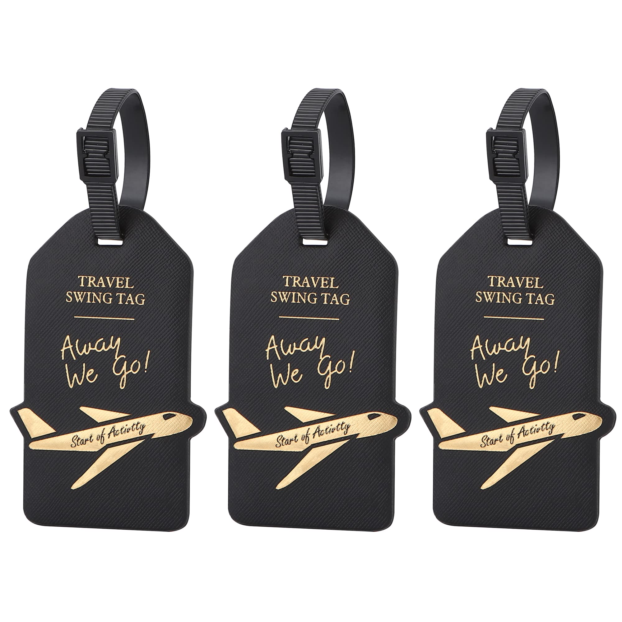 TITIROBA Luggage Tag PVC Luggage Tag with Address Label Suitable for Suitcase Handbag 3 Pieces Black