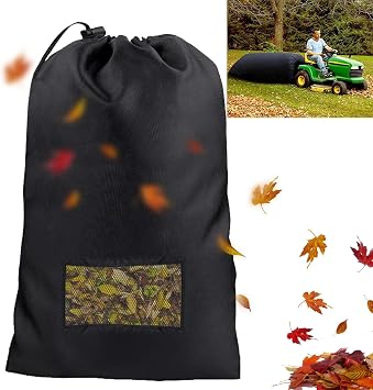 Lawn Tractor Leaf Bag Big Capacity Lawn Mower Leaf Bag Garden Leaf Grass Catcher Bags 420D Oxford Cloth Wear-Resistant Leaf Collector Bag Leaf Bagger for Riding Lawn Mower 78.7"x51.1"