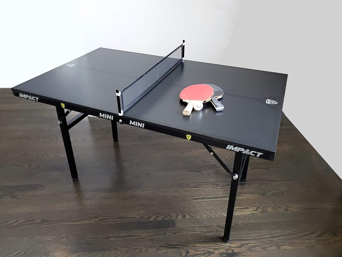 Killerspin Impact Mini Deep Chocolate Table Tennis Table, Black