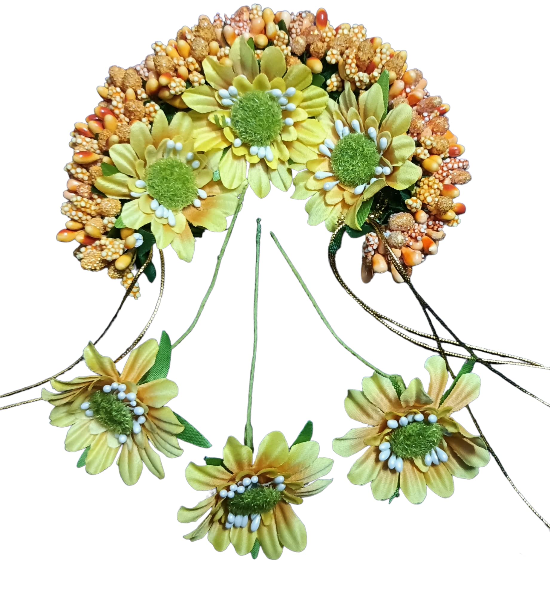 VJP Niralika Yellow floral gajra1 veni pins 3