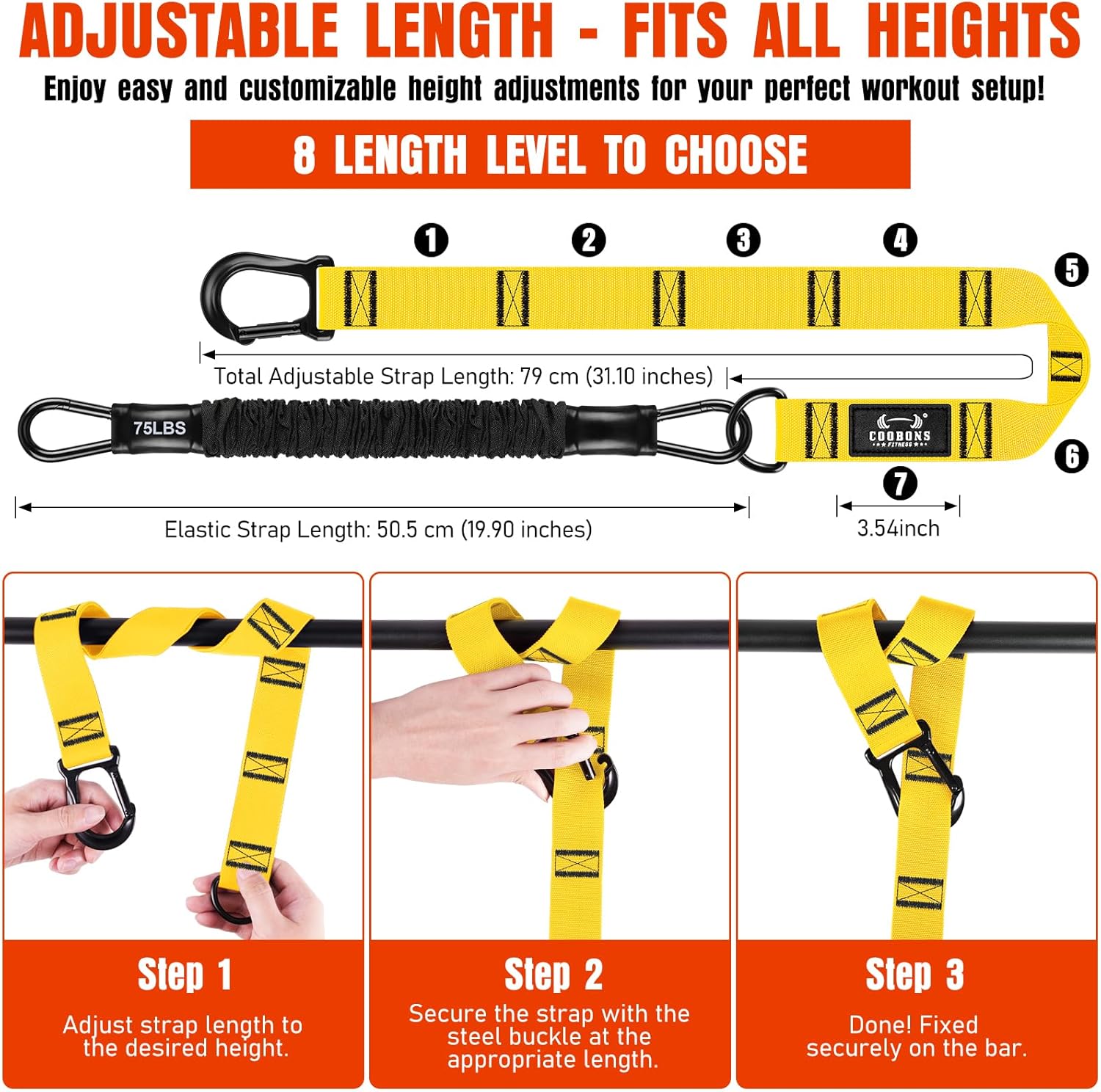 Pull Up Assistance Bands, 300lbs Heavy Duty Resistance Bands for Pull Ups with Adjustable Height, Fabric Feet Rest & Knee Support, Strength Training Pull Up Bar Assist Bands for Home Gym Workouts
