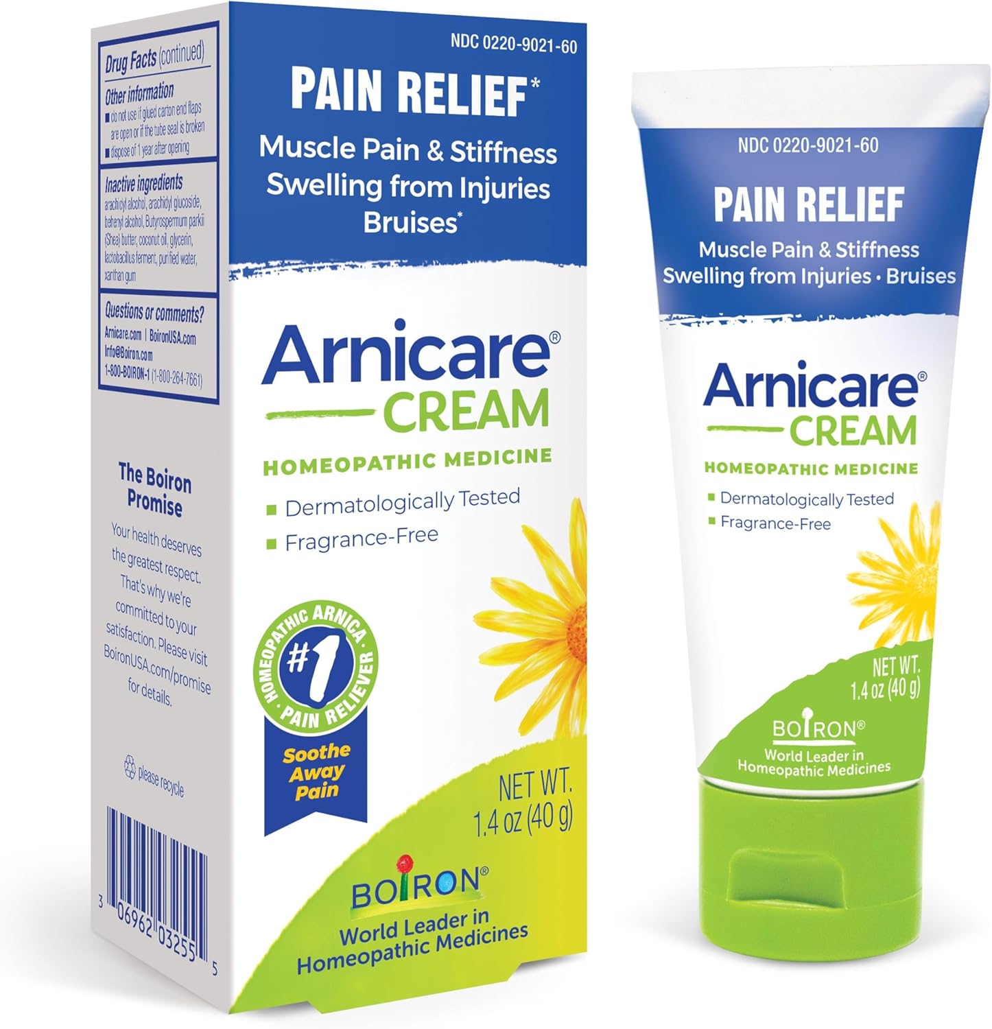 Boiron Arnicare Cream for Relief for Joint Pain, Muscle Pain, Muscle Soreness, and Swelling from Bruises or Injury – Fast Absorbing and Fragrance-Free – 1.3 oz