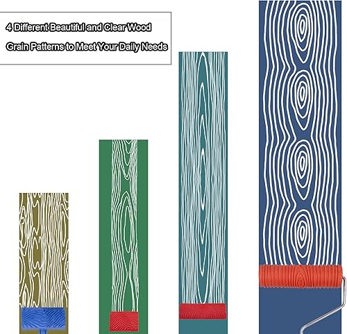 Miniatura 5 de MOTASOM - Herramienta de pintura de grano de madera, rodillo de patrón de textura de madera empaistica con asa, juego de herramientas de pintura de