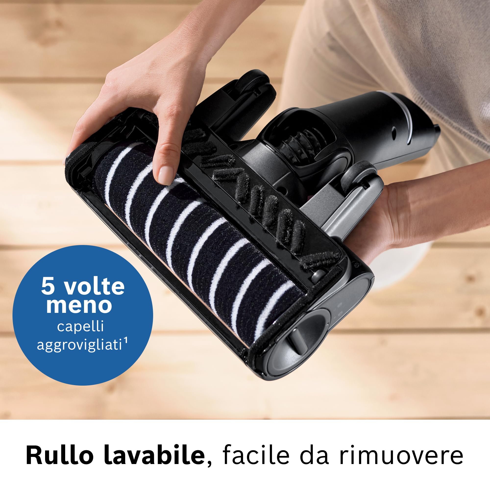 Bosch BHZUNGHF Spazzola con setole morbide e Luci LED per Pavimenti Duri, Adatta per Unlimited 10 e 9, Pulizia Delicata di Pavimenti Duri Sensibili, Nero