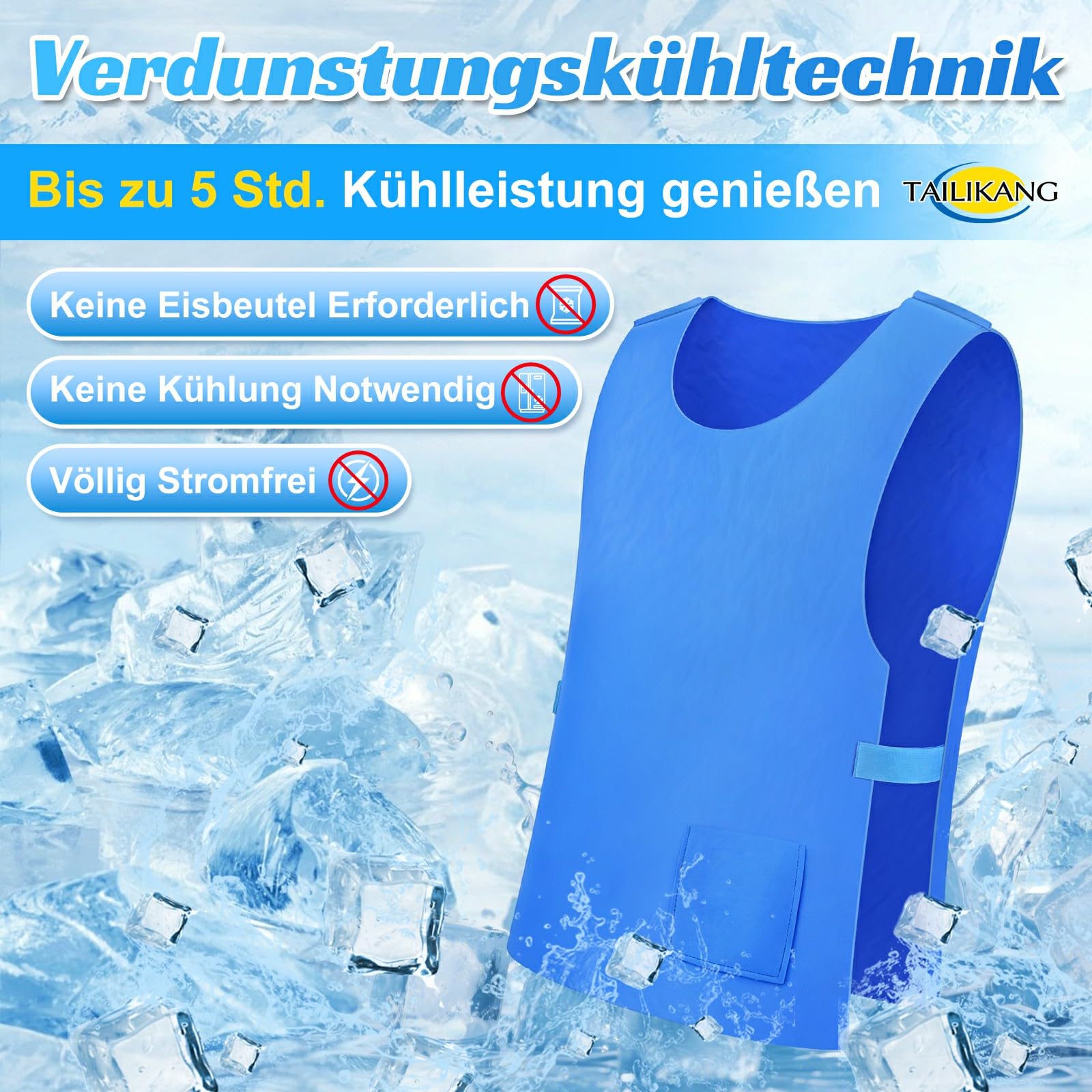 Chaleco de enfriamiento para hombres y mujeres, chaleco fresco evaporativo ajustable, chaleco de hielo reutilizable activado por agua PVA, enfriador corporal ligero para deportes al aire libre y
