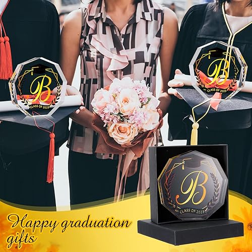 Miniatura 4 de Maitys Regalo de graduación 2024 con monograma, inicial, acrílico, inspirador, recuerdo inspirador y pisapapeles para clase de 2024, regalo de