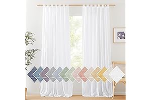 NICETOWN White Linen Sheer Tab Curtains