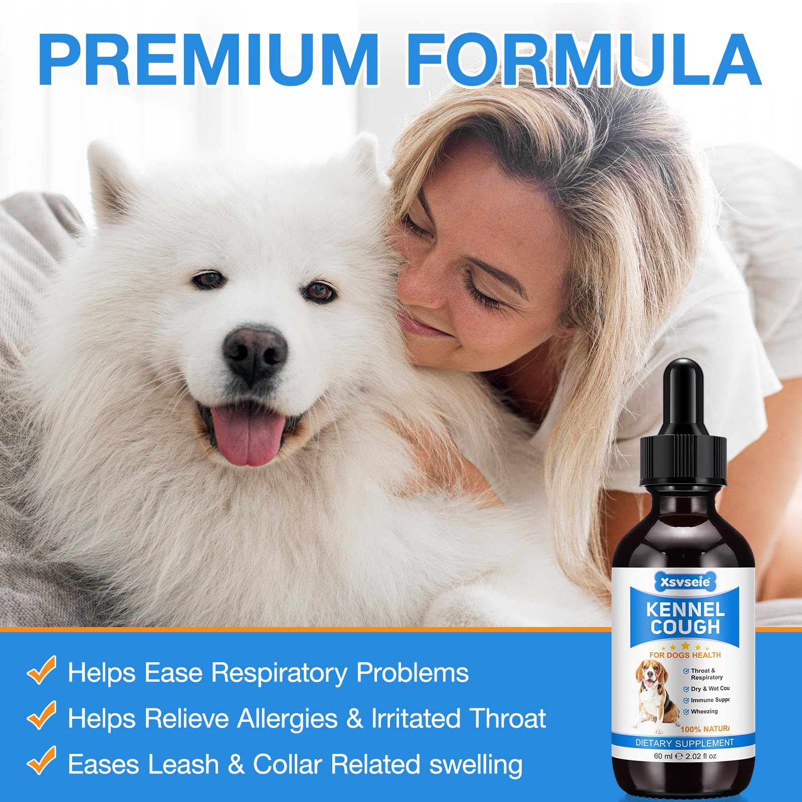 Jarabe Natural para la Tos en Perros 120ml - Alivia Tos Seca y Húmeda, Tratamiento Efectivo contra la Tos de Las Perreras | Calmante Respiratorio y para la Garganta, Remedio 100% Natural (2Pcs)