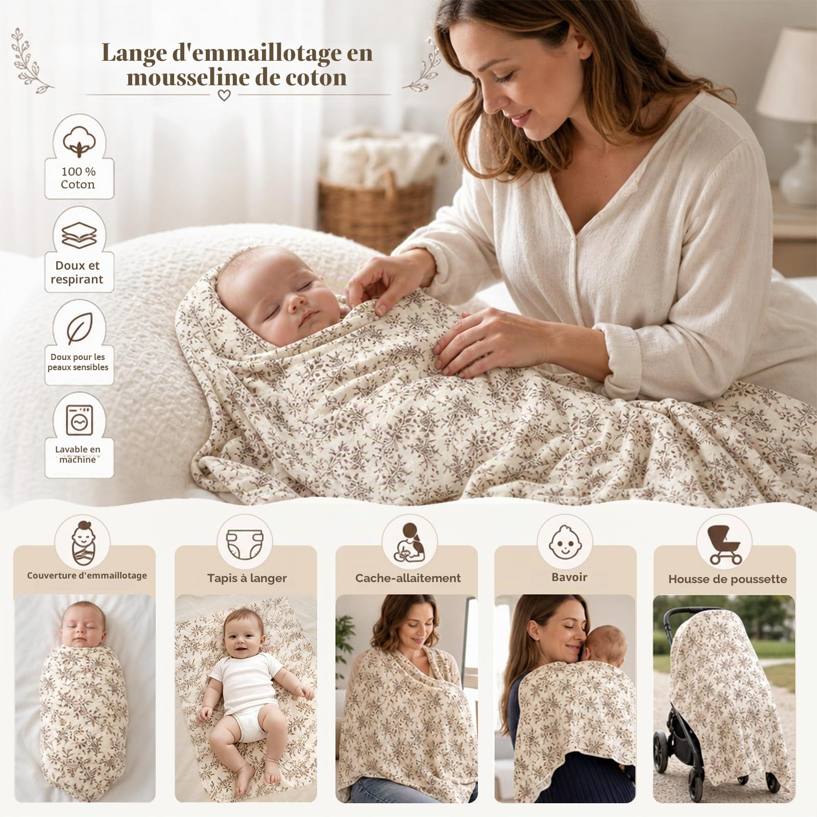 TUZT Coffret Cadeaux de Naissance Garcon Fille Cadeau ave Barboteuse Couverture Doudou Bavoir Chaussettes Bonnet Cartes Sac à Main en Feutrine, Cadeau pour Baby Shower Bebe Nouveau Né Coffret