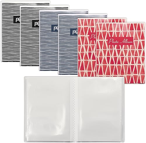 Better Office Products 36 mini álbumes de fotos, 4 x 6 pulgadas, paquete de 6, cubierta flexible con insertos decorativos extraíbles, cubierta