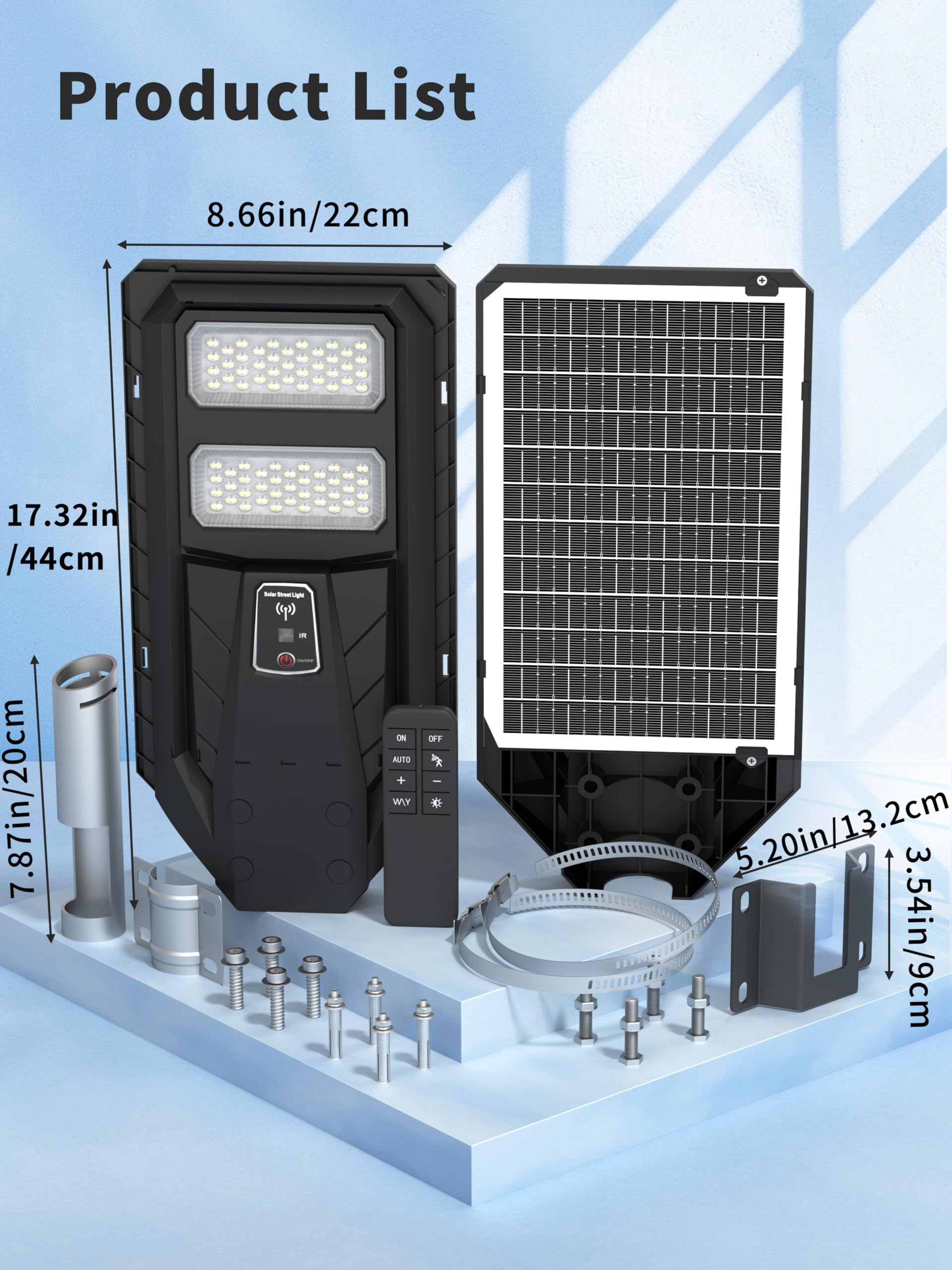 Ofuray Solar Straßenlaterne für Außen, 3000K/4000K/6500K Solarlampen mit Bewegungsmelder, Solar Strahler Dämmerung bis zum Morgengrauen, IP67 Wasserdicht für Gärten,Garage, Parkplatz, OLT-2Pack