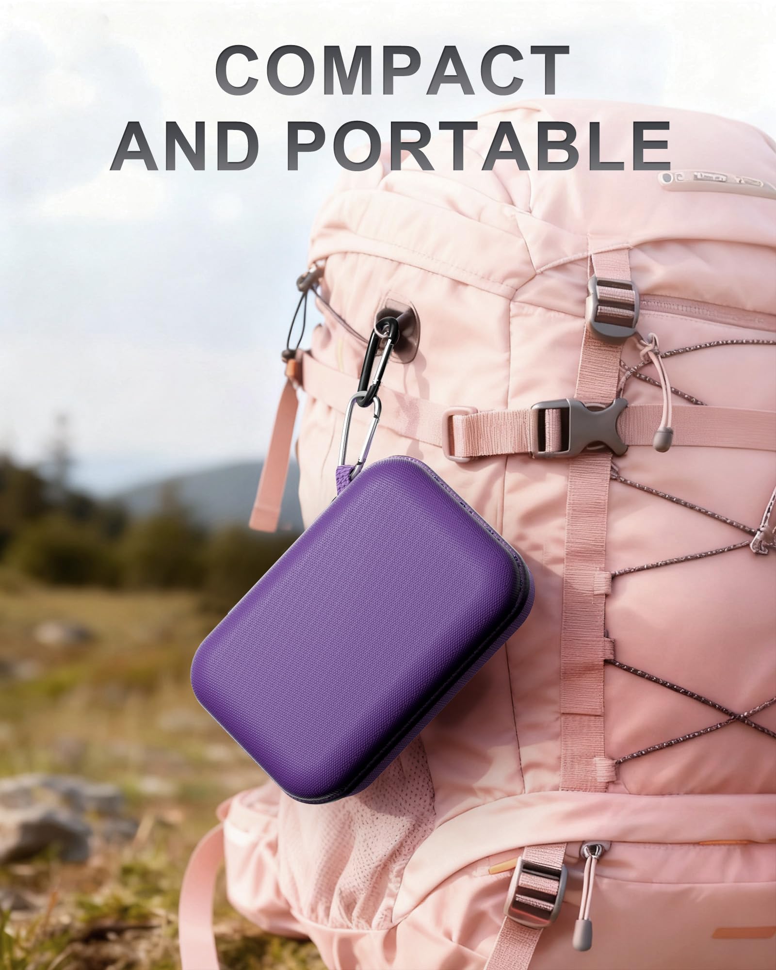 ProCase Custodia da Viaggio per JBL Go 4 /Go 3/Eco Ultra/Go Essential 2, Custodia Protettiva per JBL Mini con Taschino Rete e Cinturino -Viola