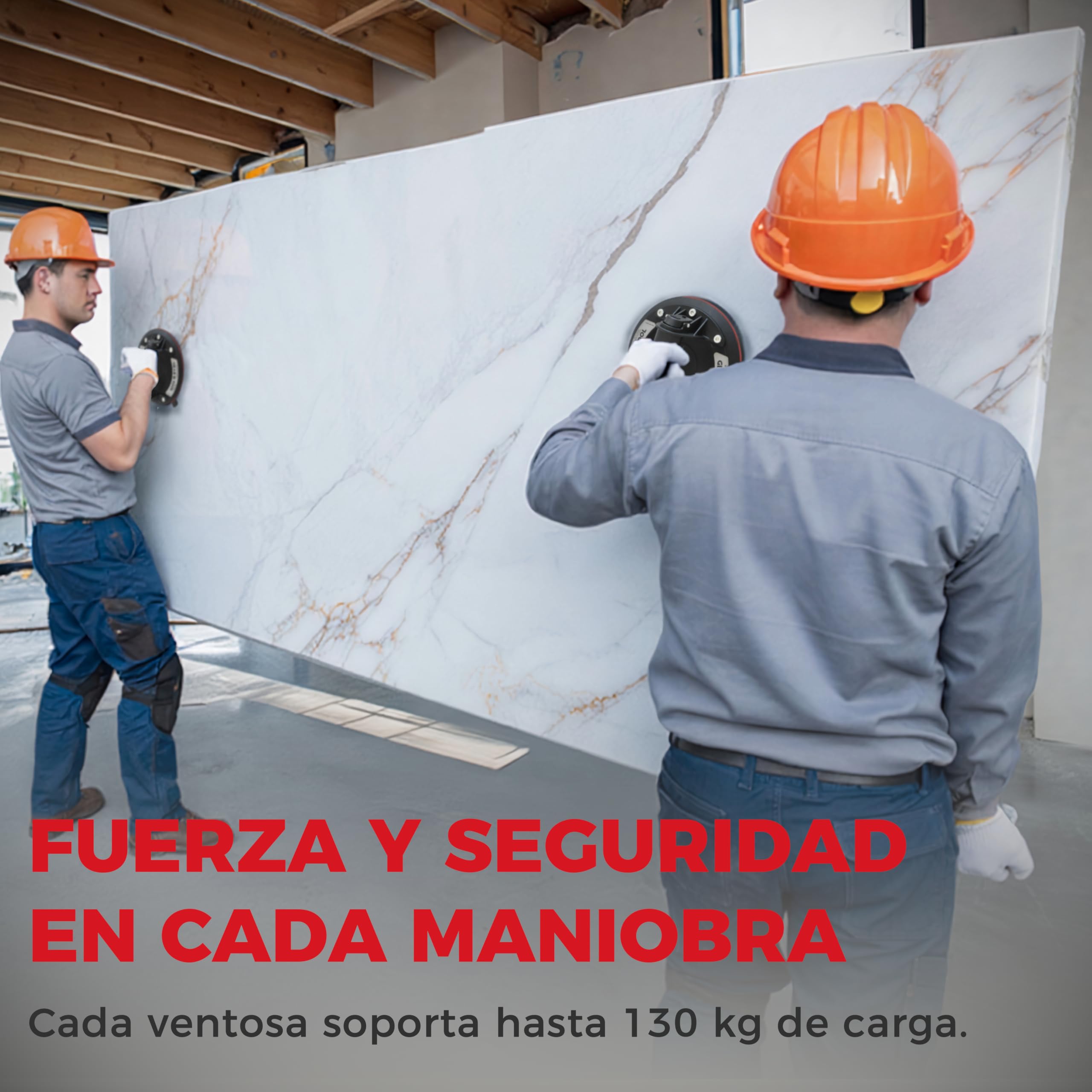 2 Ventosas para Azulejos con Maletín | Diámetro 20 cm y Carga Máxima 260 kg | Ventosa para Cristal Profesional, Ventosa para Elevar y Transportar Mármol, Vidrio, Muebles
