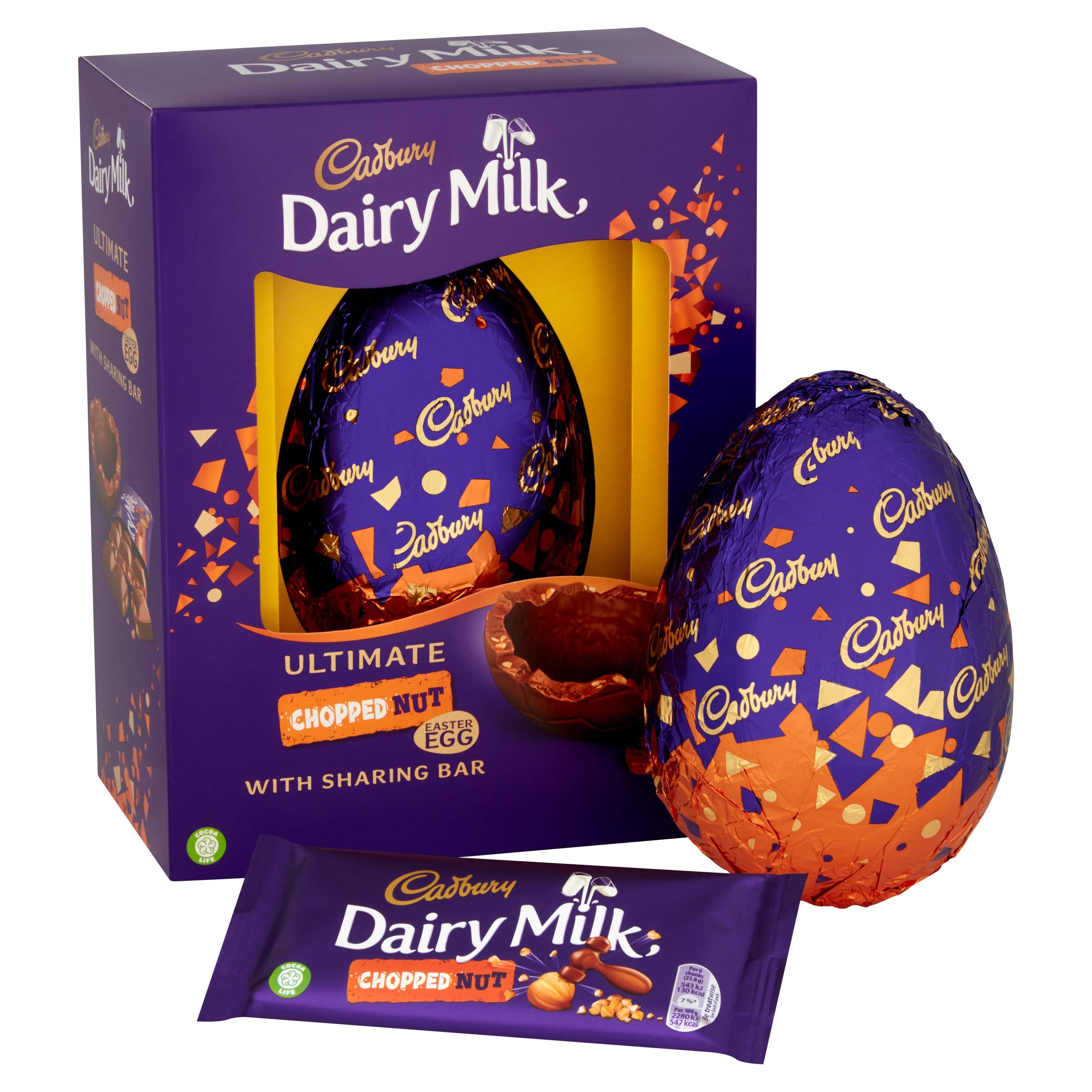 Cadbury Dairy Milk Chopped Nut Giant Chocolate Easter Egg, 545 g, Pack of 4