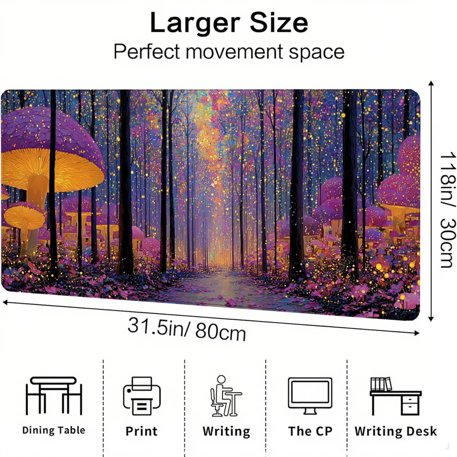 Fioletowa podkładka pod mysz XXL 1600 x 800 x 3 mm sen pod biurko akcesoria antypoślizgowa gumowa podstawa i zszyte krawędzie podkładka pod mysz dla graczy do dekoracji biura dekoracyjnego, prezenty