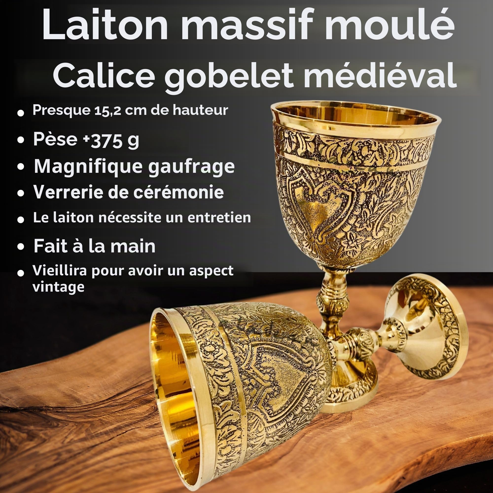 ALADEAN Verre à calice vintage | 1 tasse à vin royal du roi Arthur – Cadeau médiéval Renaissance pour communion et Noël (calice romain)