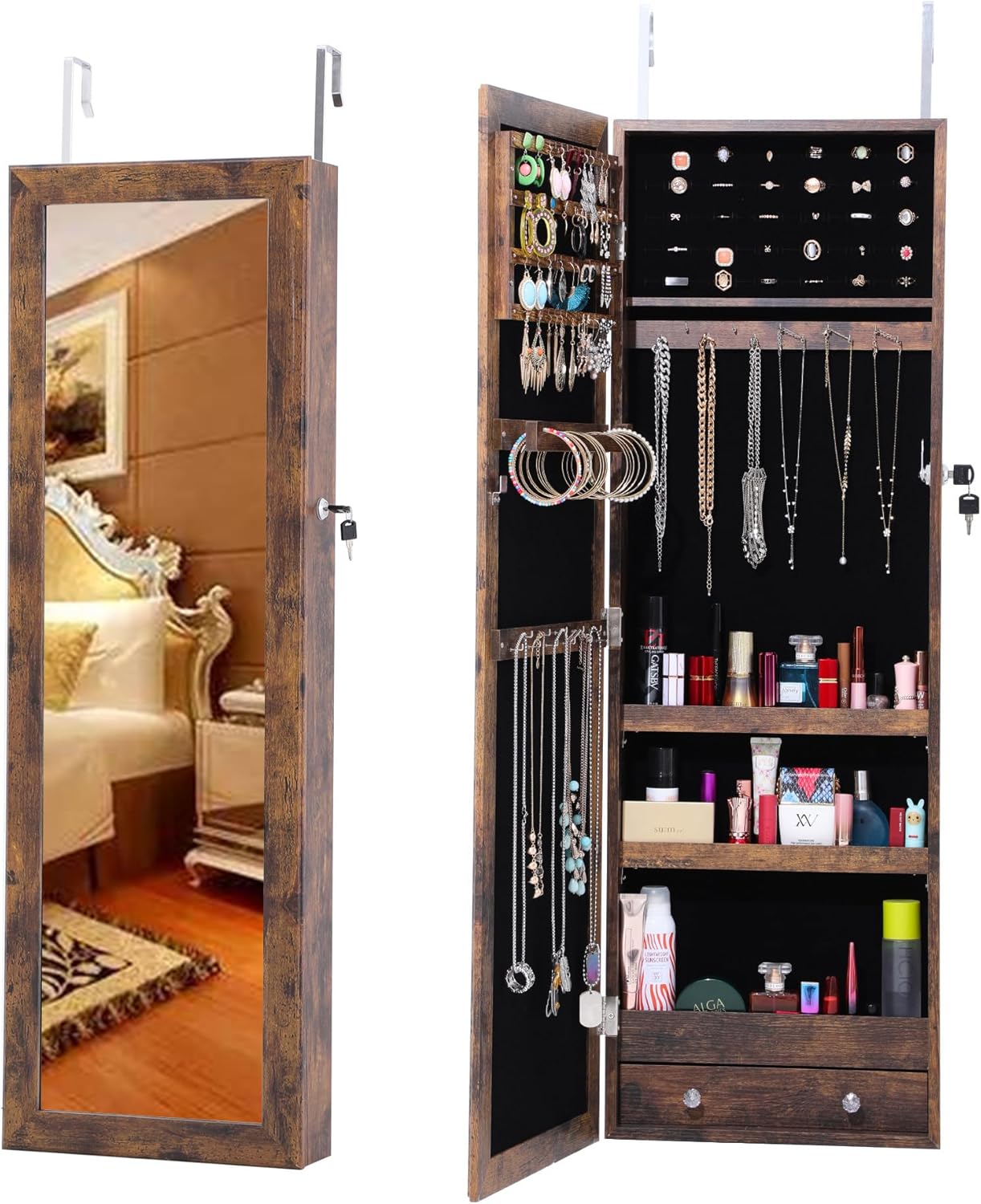Amazon.com: AnQuipet Wall Mounted Jewelry Cabinet with Mirror, Jewelry ...
