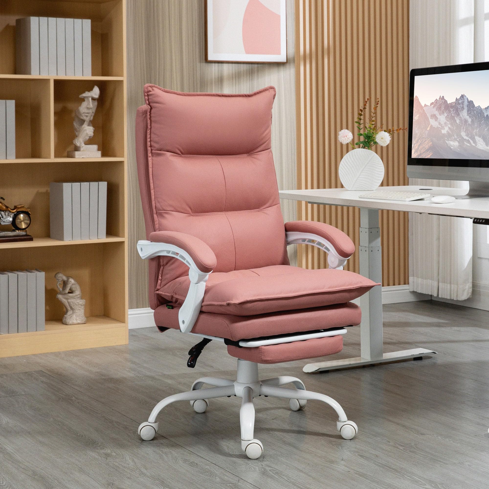 Vinsetto Fauteuil de Bureau Massant et Chauffant Hauteur Réglable Rose