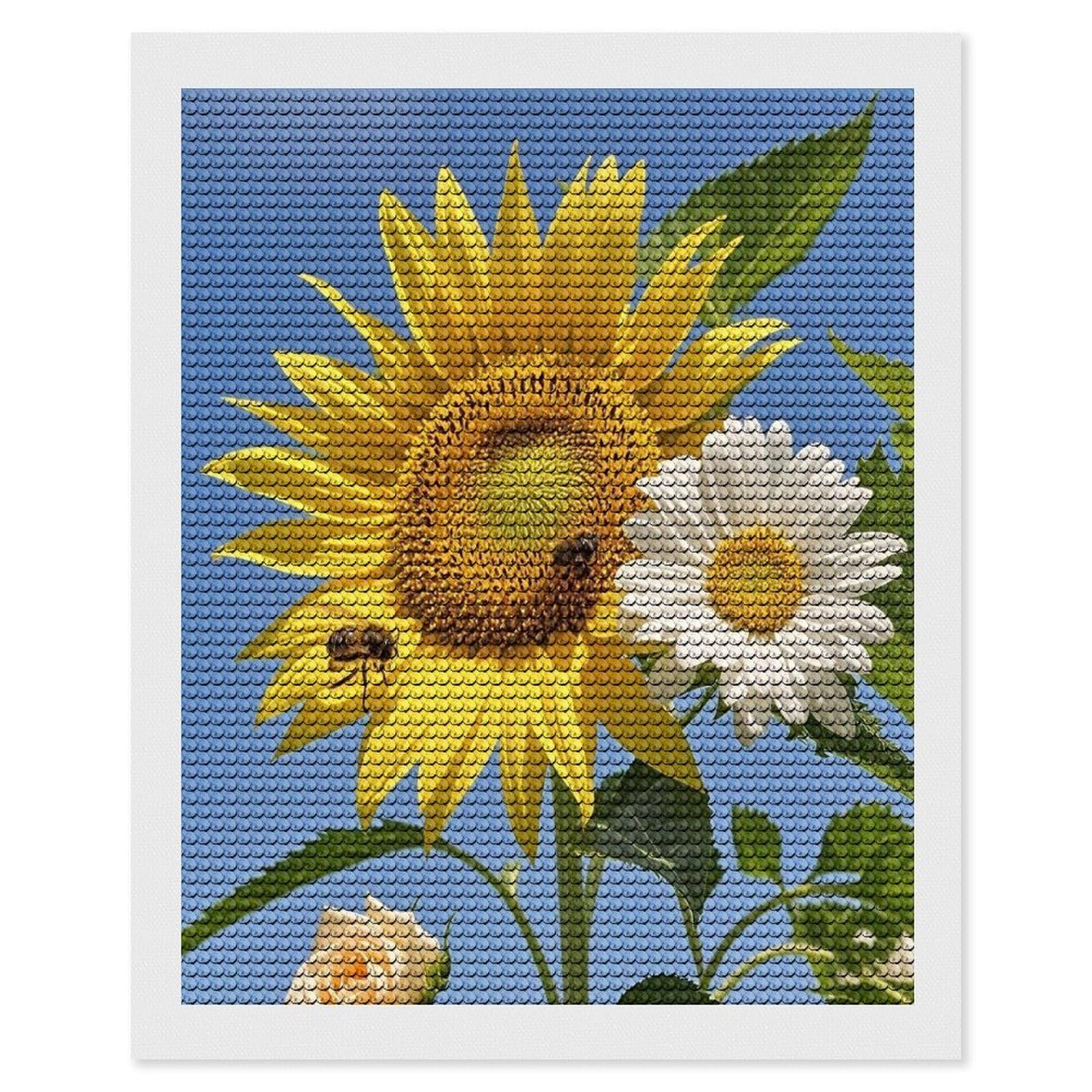 FekiLoot Bees Sunflowers Daisy Rose Flowers Diamond Painting Kits for Adults Round Paint with Diamonds Pictures Gem Art Painting Kits Personalized Diamond Art Full Drill for Beginners Home Wall Decor