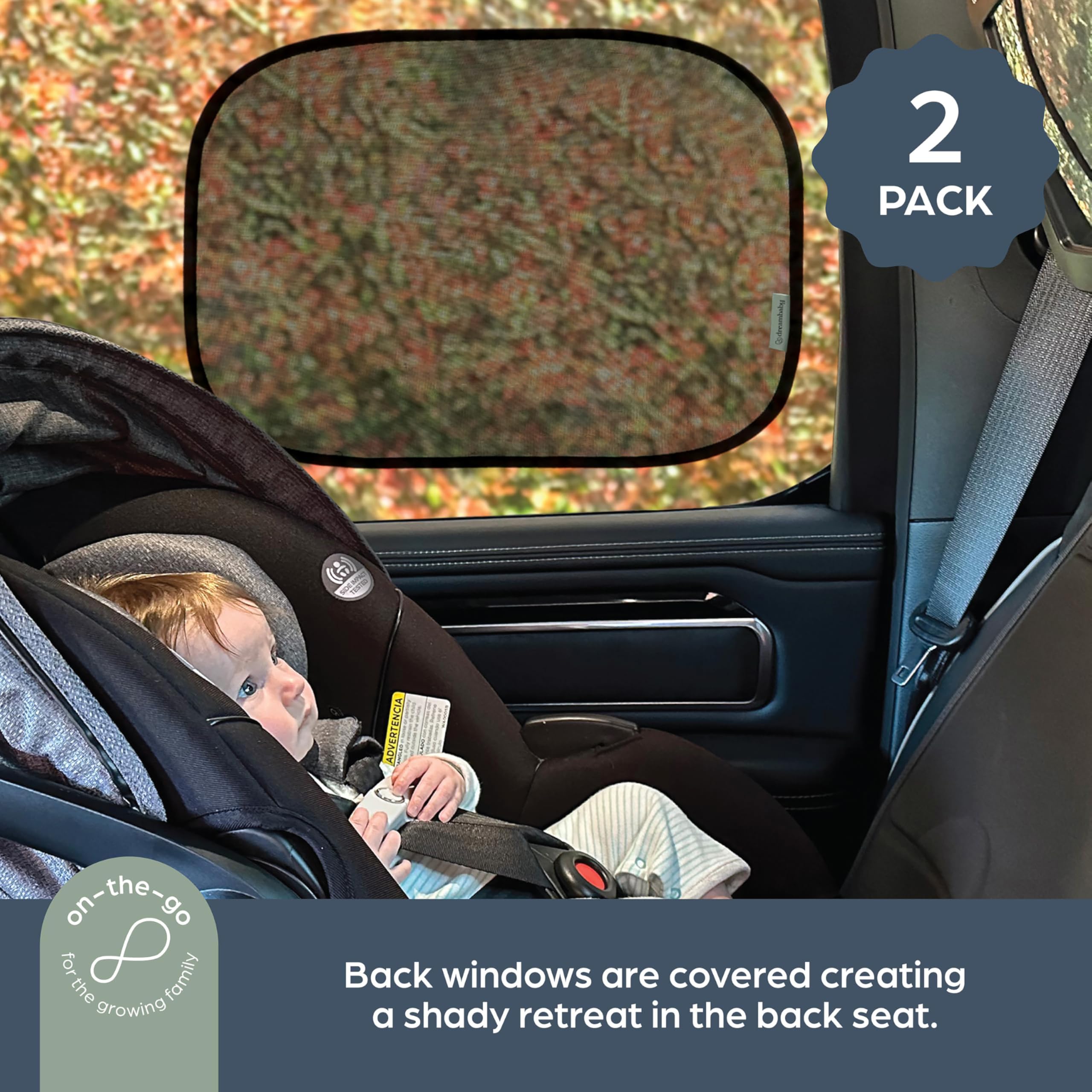 Dreambaby Insta-Cling Static Car Window Shades - UPF 50 Sun Protection, Black, 47cm x 30.5cm - Image 2