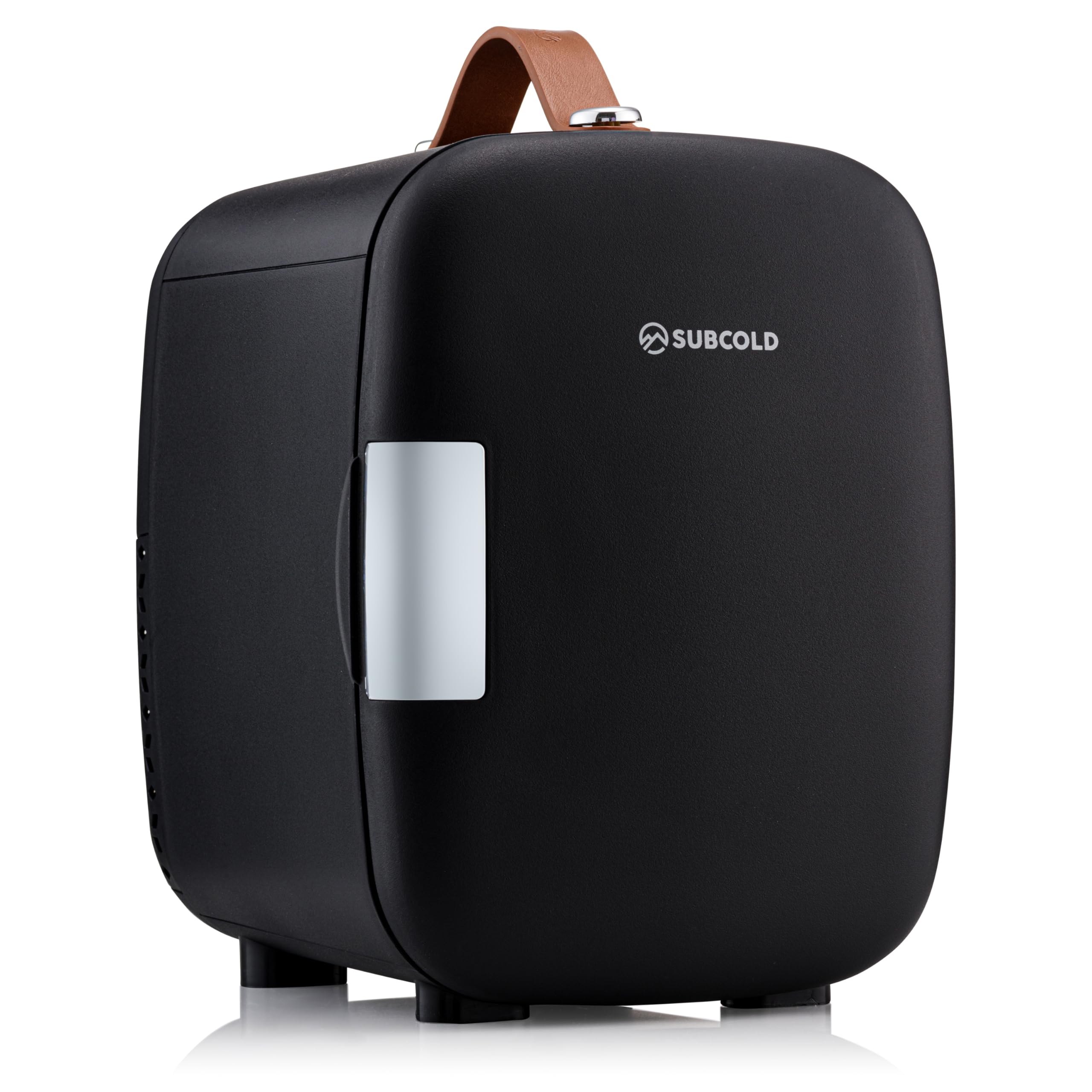 Subcold Pro4 Luxury Mini Fridge Cooler | 4 Litre / 6 Cans | AC and Exclusive USB Power Option | Portable Small Fridge for the Office, Bedroom, Car, Travel, Skincare & Cosmetics (Black New) [Energy Class C]