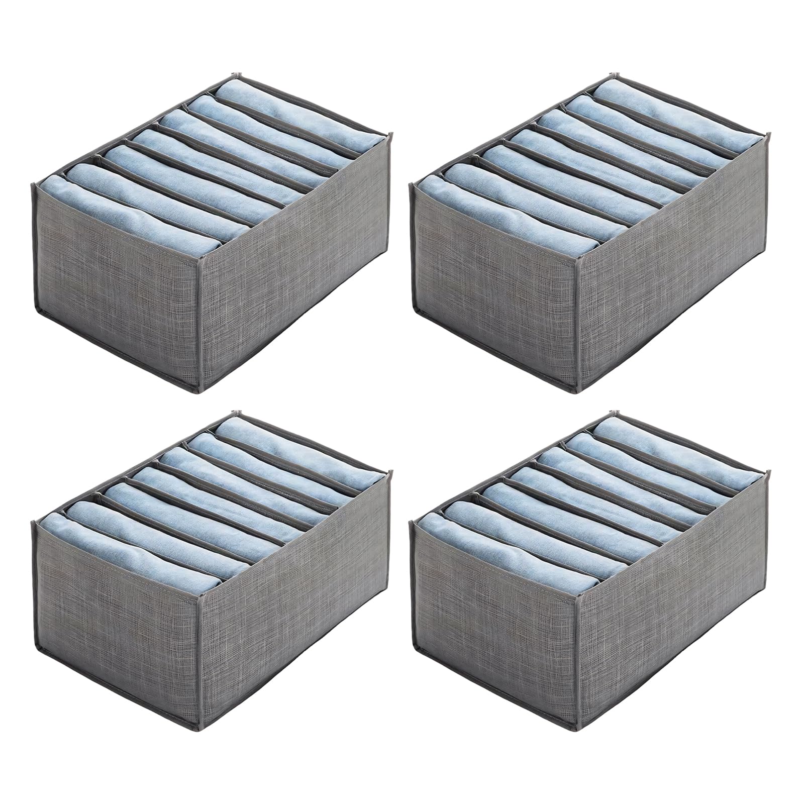 ZEPFJHE Of 4 Multipurpose Storage Boxes 7 Compartments Ideal for Underwear Socks Accessories Closet Planner