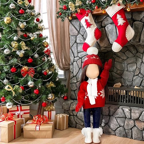 Miniatura 7 de Bencailor Ropa y accesorios navideños de 18 pulgadas para muñecas de invierno, conjunto de suéteres, pantalones, sombreros, zapatos para muñecas de