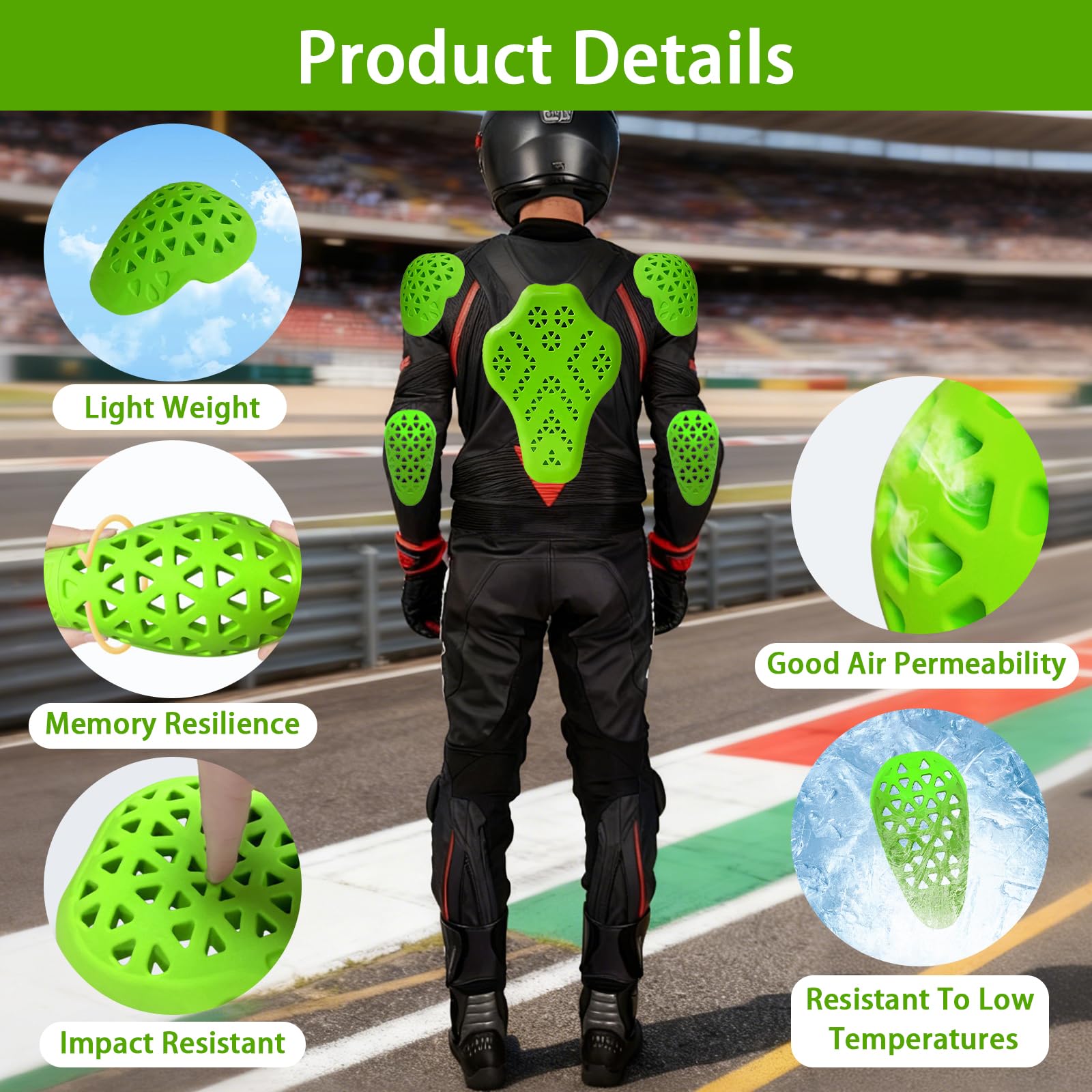 BRGD 7 Teiliges Level 2 Motorrad Protektor Set, Rückenprotektor Motorrad Abnehmbare für Motorradfahren, Mountainbiking, Motocross, Skateboarding