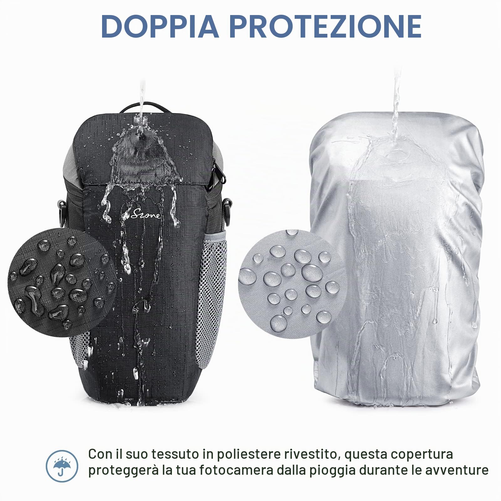 S-ZONE Custodia per fotocamera DSLR/SLR, impermeabile, per fotografi, compatibile con Nikon, Canon, Sony, Nero, Zaino casual