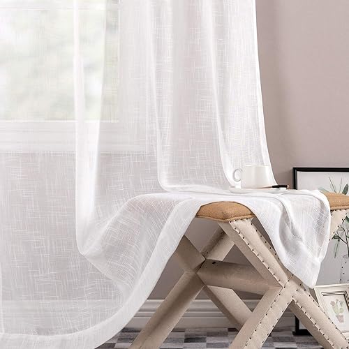 jinchan Cortinas transparentes para sala de estar de 63 pulgadas de largo, cortinas blancas pálidas con ojales en la parte superior, cortinas de jinchan Cortinas transparentes para sala de estar de 63 pulgadas de largo, cortinas blancas pálidas con ojales en la parte superior, cortinas de