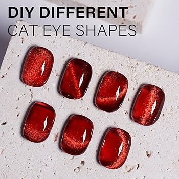 Amazon.com : AILLSA Red Cat Eye Gel Polish Burgundy Glitter