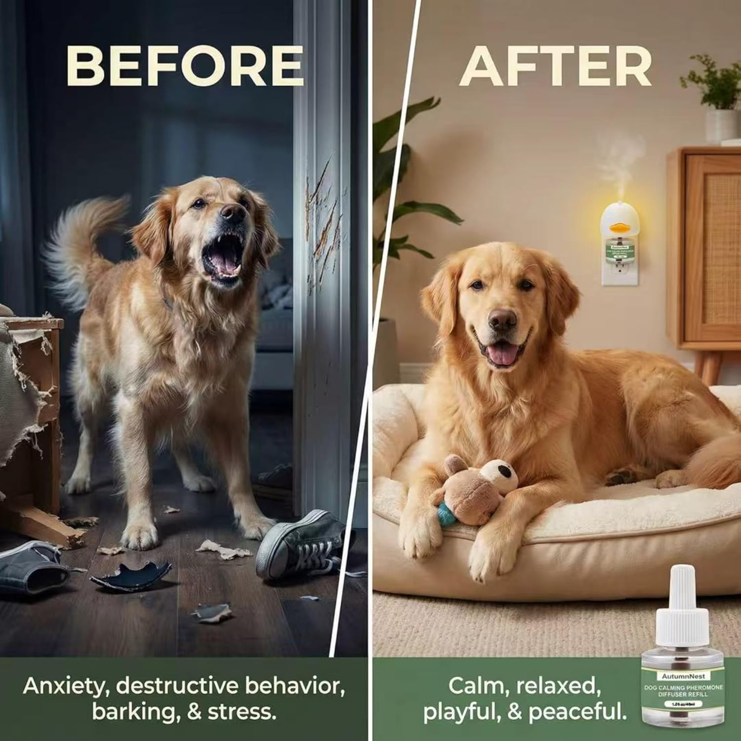 8-in-1 Calming Diffuser for Dog – Pheromone-Based Dog Anxiety Relief, 2 Plug-Ins & 6 Refills for 180-Day Stress Support – Helps Promote Calm Behavior, Safe & Non-Toxic, Anxiety Relief for Dogs