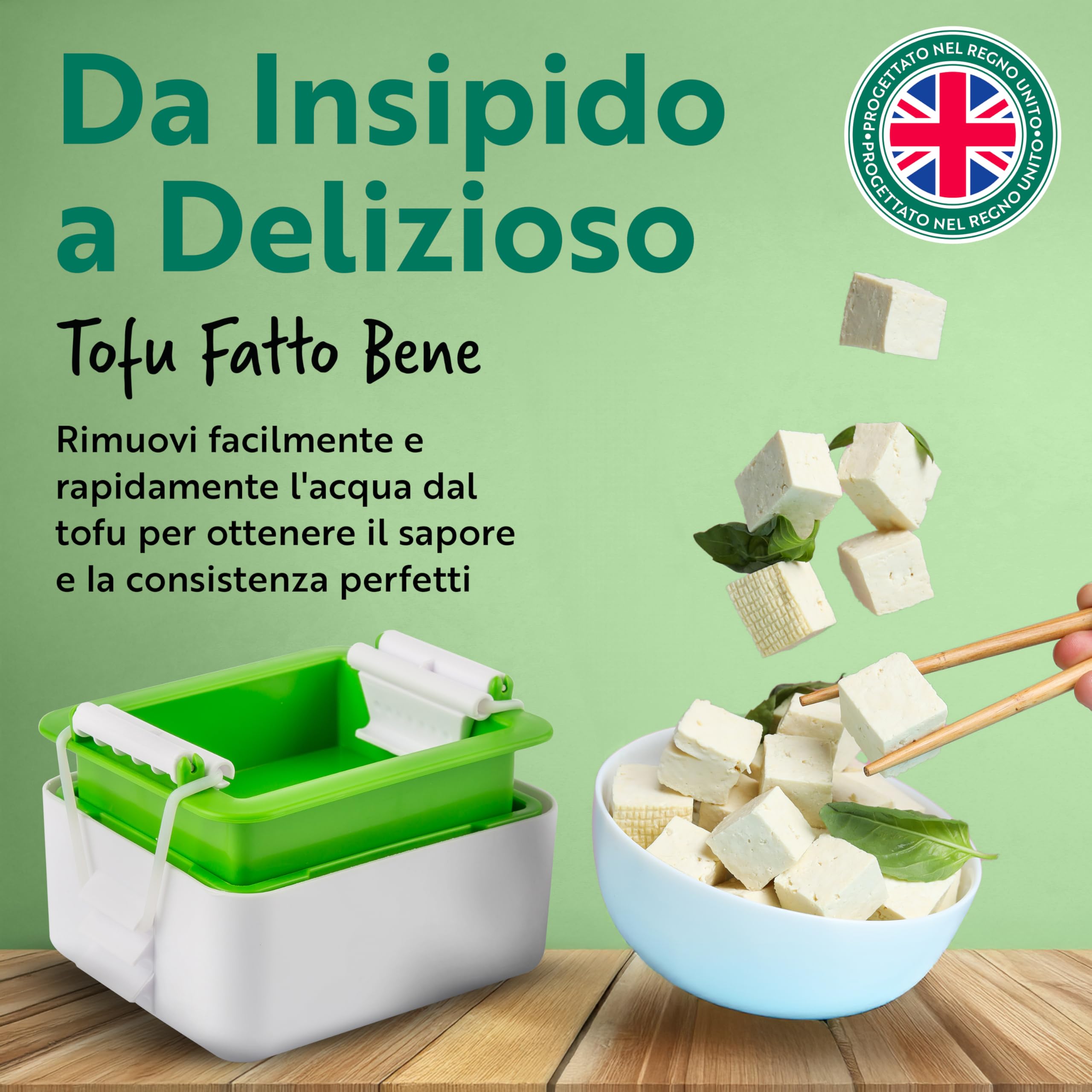 Tofuture Tofu Press – L'Originale, senza BPA, lavabile in lavastoviglie – Per un tofu più gustoso e compatto – Facile ed efficiente – Ideale per la preparazione dei pasti – 227g-400g tofu