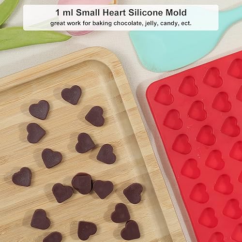 Vista 4 de Mini molde de silicona con forma de corazón, 150 cavidades en forma de corazón, moldes de chocolate para dulces, fondant, gomitas, gelatina, molde