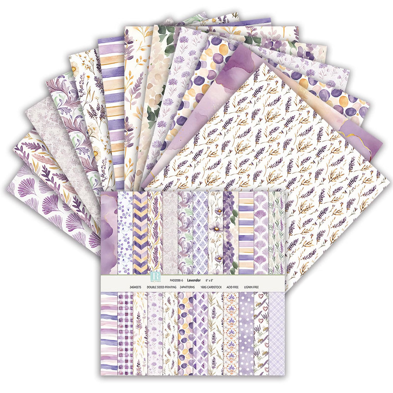 Scrapbook Paper 6"×6" 160gsm Double-Sided Patterned Decorative Papers for Scrapbooking, Junk Journaling, and Card Making, Ideal Scrapbook Supplies and Paper Craft Supplies 24 Sheets (Style 6)