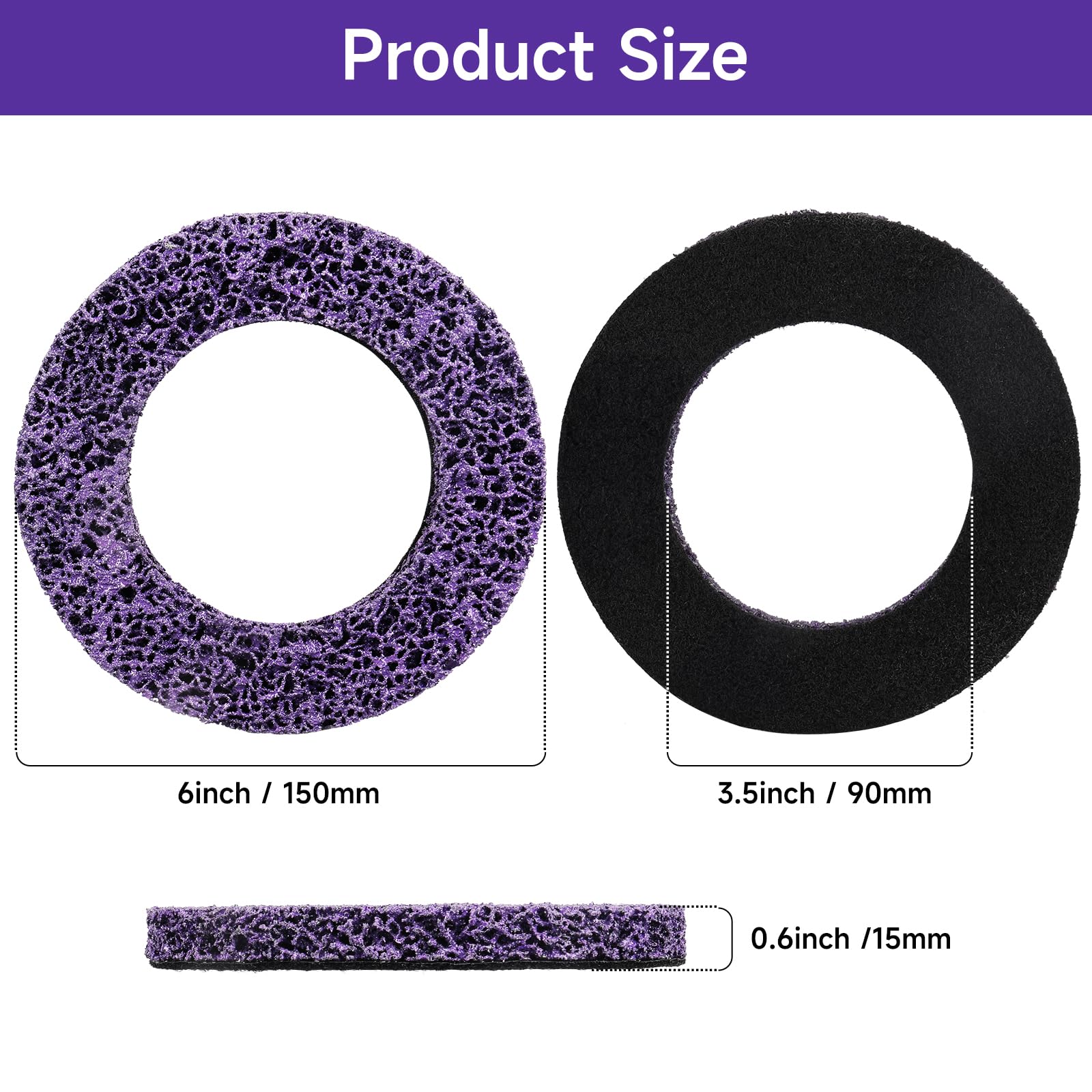 2 Stück Grob Reinigungsscheiben Ø150mm CSD Scheibe Nylon Gewebescheibe Lila für Oberflächenbearbeitung, Metall ，Radnaben Reiniger