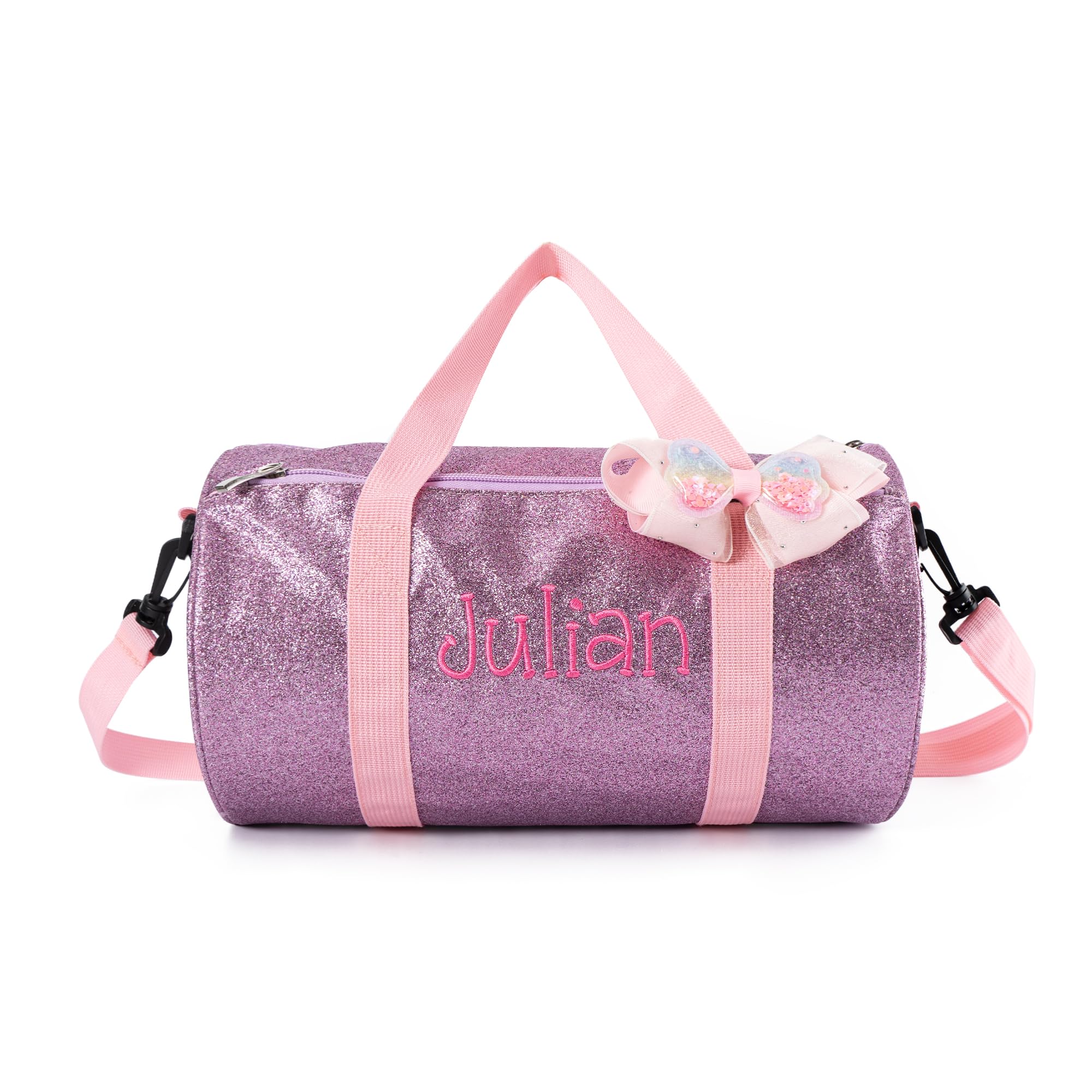 Dance Bag for Girls Personalized Kids Duffle Bag with Name - Sparkling Glitter Ballet Dance Bags - Custom Gym Bag for Toddler Girl - Small Kids Overnight Bag for Ballet Jazz Tap Class Purple