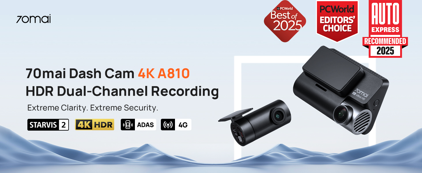 Amazon.com: 70mai A810 4K Dash Cam Front and Rear, Dual Dash