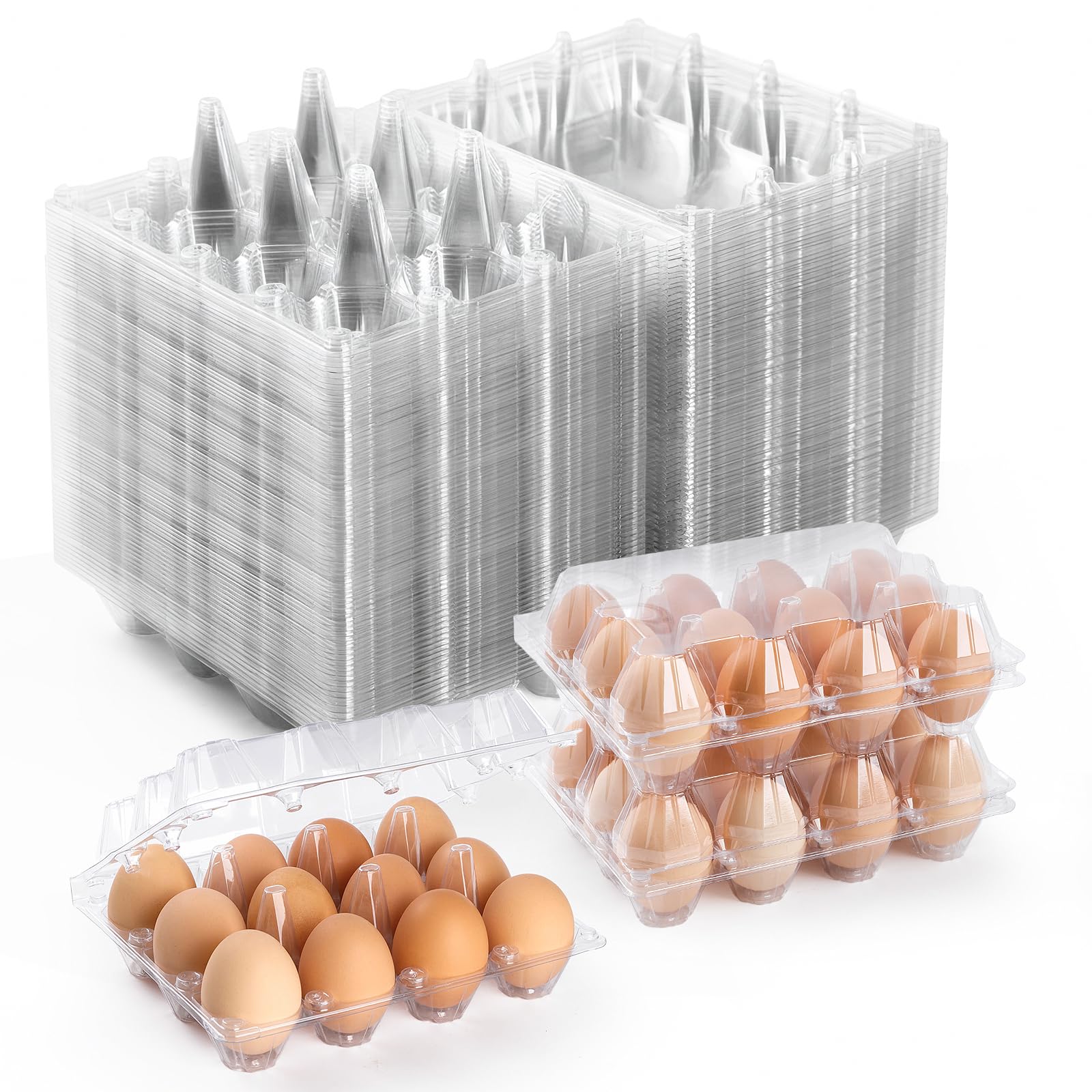 Confezione da 65 cartoni per uova economici sfusi da 12 pezzi, in plastica trasparente per uova di gallina, cartone riutilizzabile per uova di gallina, scatola per uova riutilizzabili per