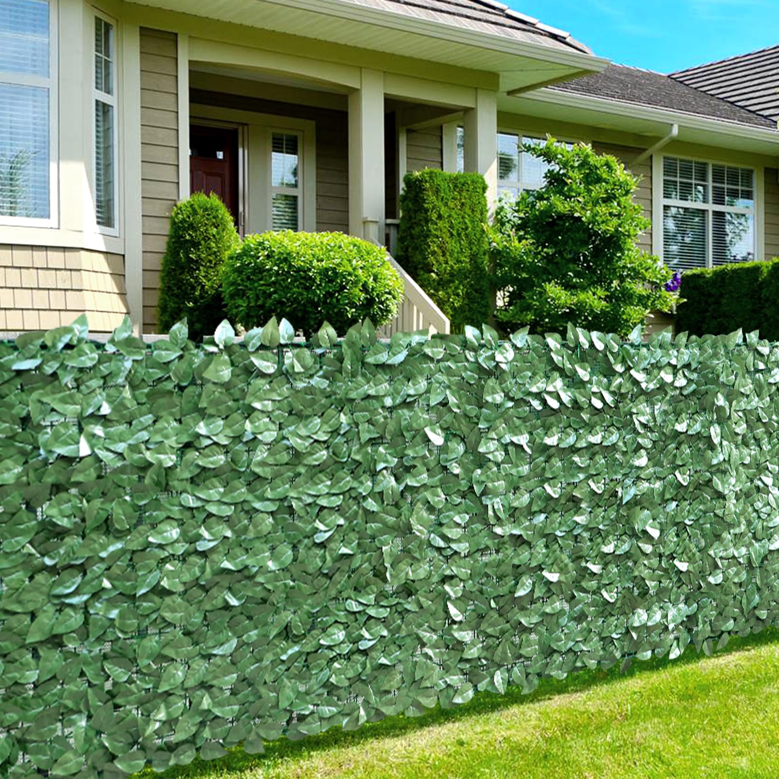 SEKKVY39" x 118" Artificial Hedges Faux Ivy Privacy Fence Screen Peach Leaves Panels with Mesh Backing - Vine Decoration for Outdoor Decor, Garden, Yard